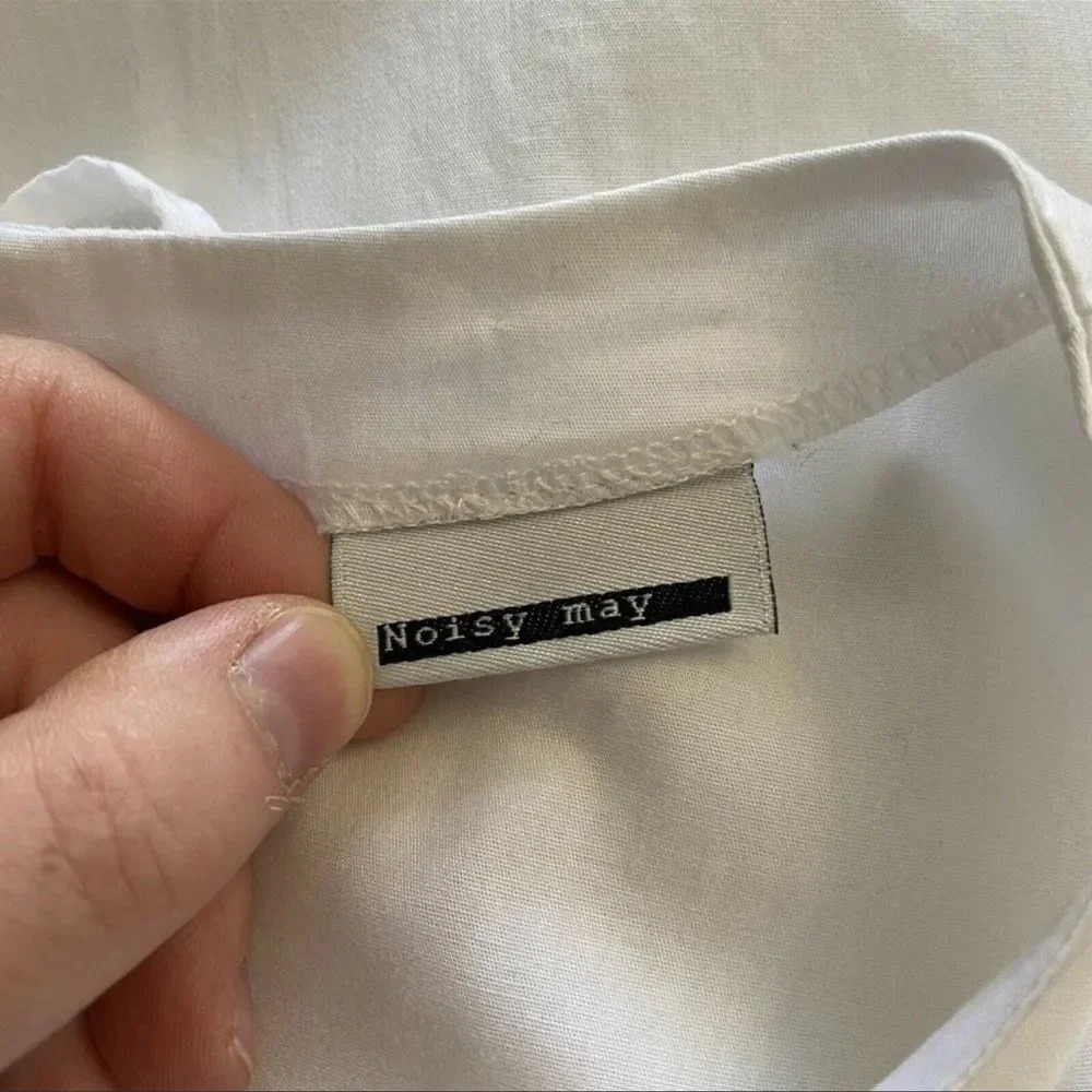 Noisy May Crisp white shirt open back sexy Large (check measurements) EUC - Picture 7 of 11